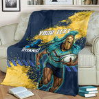 Personalised Gold Coast Titans Rugby Blanket Titans Mascot - Sporty Splash Art Style