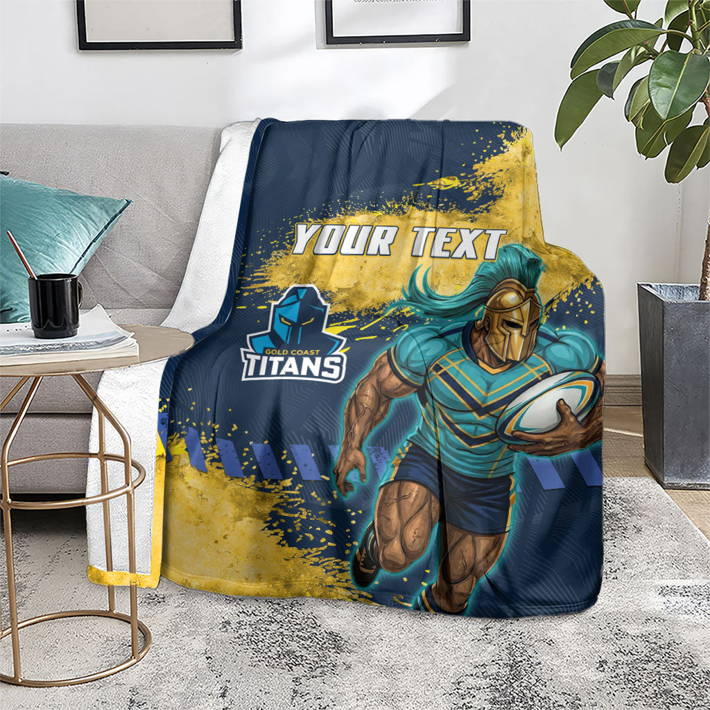 Personalised Gold Coast Titans Rugby Blanket Titans Mascot - Sporty Splash Art Style