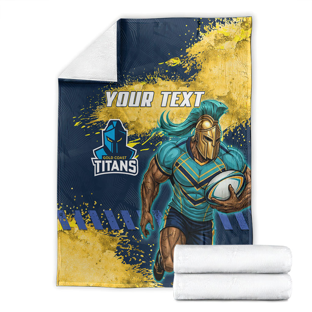 Personalised Gold Coast Titans Rugby Blanket Titans Mascot - Sporty Splash Art Style