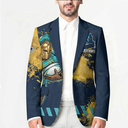 Personalised Gold Coast Titans Rugby Blazer Titans Mascot - Sporty Splash Art Style