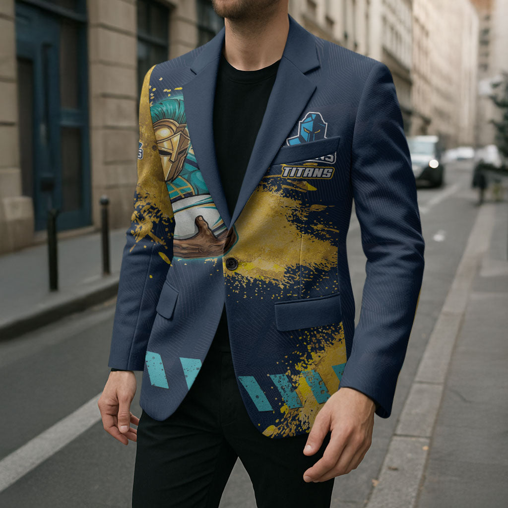 Personalised Gold Coast Titans Rugby Blazer Titans Mascot - Sporty Splash Art Style
