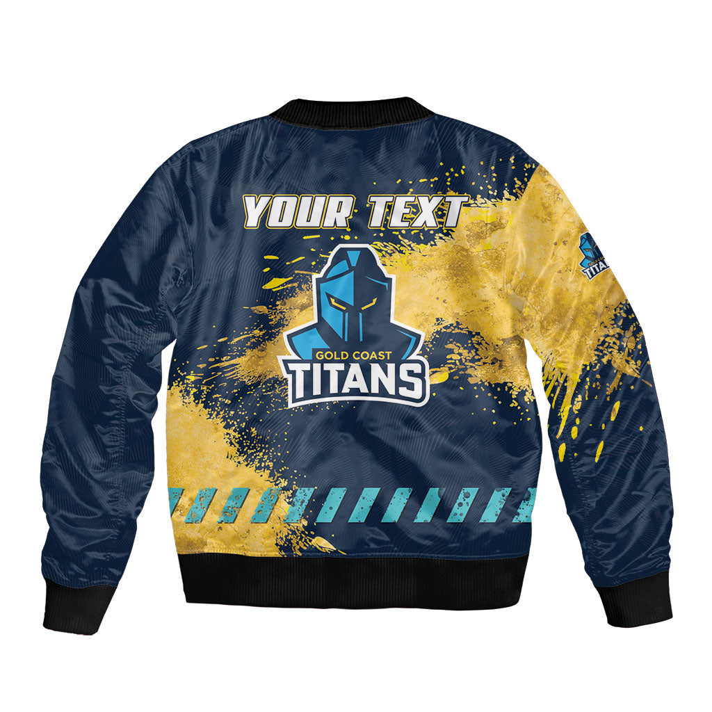 Personalised Gold Coast Titans Rugby Bomber Jacket Titans Mascot - Sporty Splash Art Style