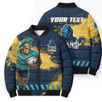 Personalised Gold Coast Titans Rugby Bomber Puffer Jacket Titans Mascot - Sporty Splash Art Style