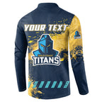 Personalised Gold Coast Titans Rugby Button Sweatshirt Titans Mascot - Sporty Splash Art Style