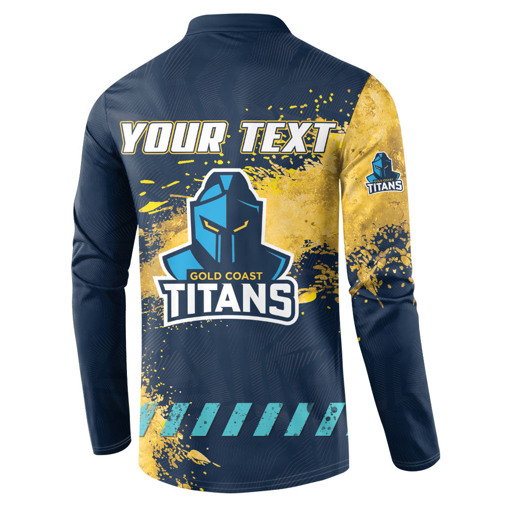 Personalised Gold Coast Titans Rugby Button Sweatshirt Titans Mascot - Sporty Splash Art Style