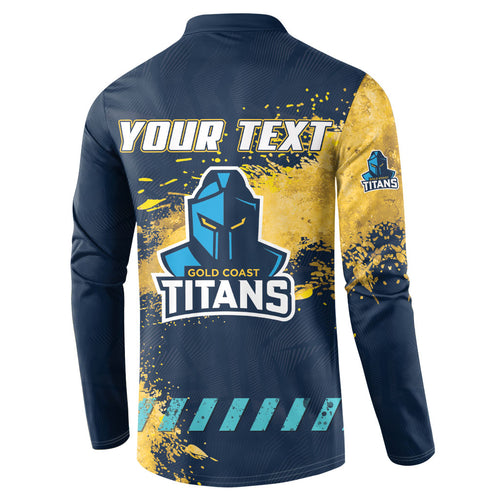 Personalised Gold Coast Titans Rugby Button Sweatshirt Titans Mascot - Sporty Splash Art Style