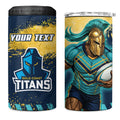 Personalised Gold Coast Titans Rugby 4 in 1 Can Cooler Tumbler Titans Mascot - Sporty Splash Art Style