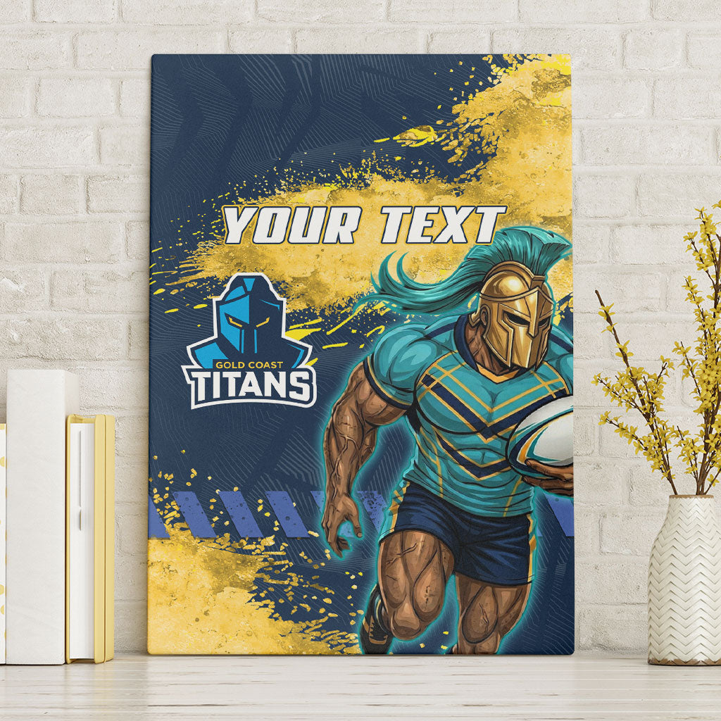 Personalised Gold Coast Titans Rugby Canvas Wall Art Titans Mascot - Sporty Splash Art Style