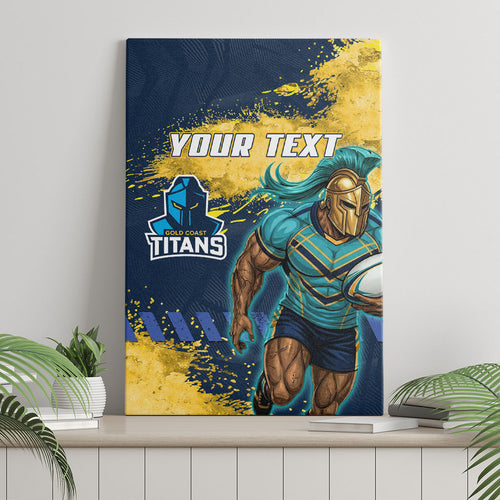 Personalised Gold Coast Titans Rugby Canvas Wall Art Titans Mascot - Sporty Splash Art Style