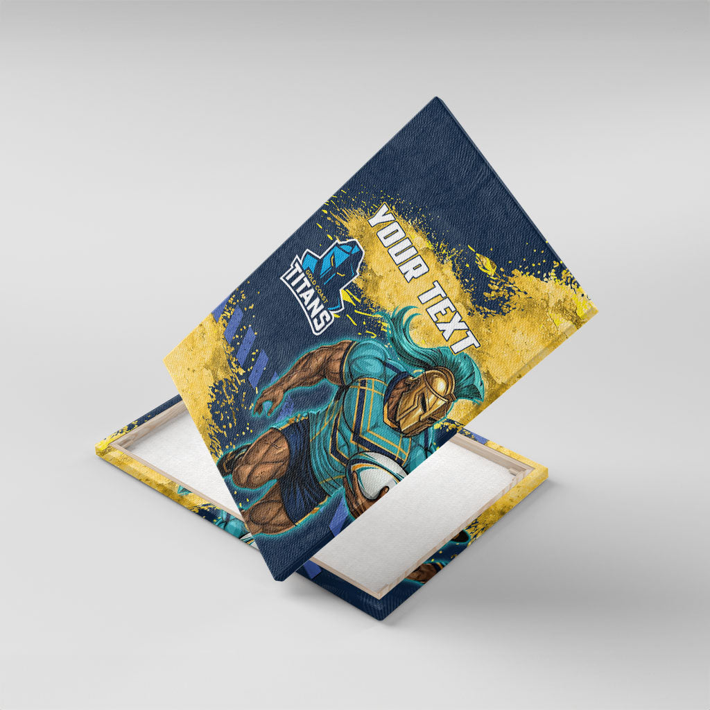 Personalised Gold Coast Titans Rugby Canvas Wall Art Titans Mascot - Sporty Splash Art Style