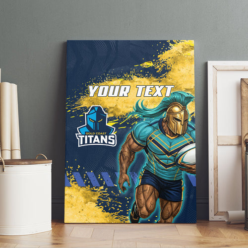 Personalised Gold Coast Titans Rugby Canvas Wall Art Titans Mascot - Sporty Splash Art Style
