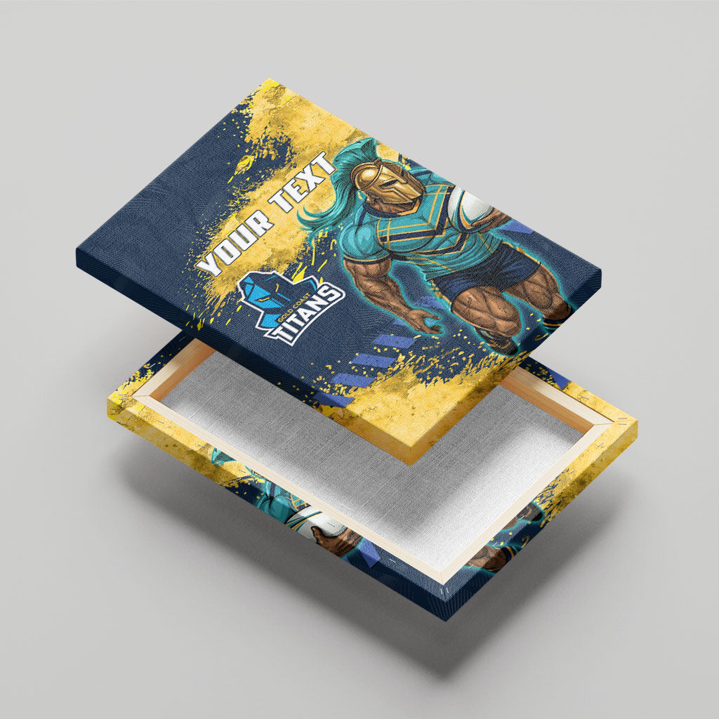 Personalised Gold Coast Titans Rugby Canvas Wall Art Titans Mascot - Sporty Splash Art Style