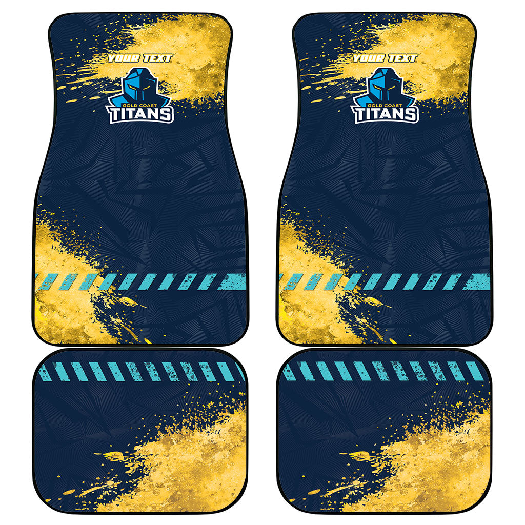 Personalised Gold Coast Titans Rugby Car Mats Titans Mascot - Sporty Splash Art Style