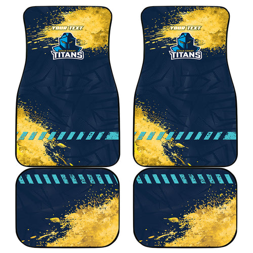 Personalised Gold Coast Titans Rugby Car Mats Titans Mascot - Sporty Splash Art Style