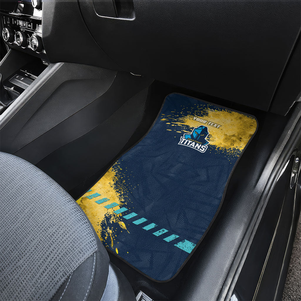 Personalised Gold Coast Titans Rugby Car Mats Titans Mascot - Sporty Splash Art Style