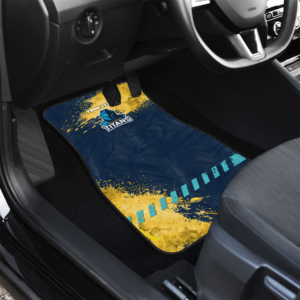 Personalised Gold Coast Titans Rugby Car Mats Titans Mascot - Sporty Splash Art Style