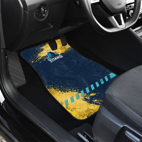 Personalised Gold Coast Titans Rugby Car Mats Titans Mascot - Sporty Splash Art Style