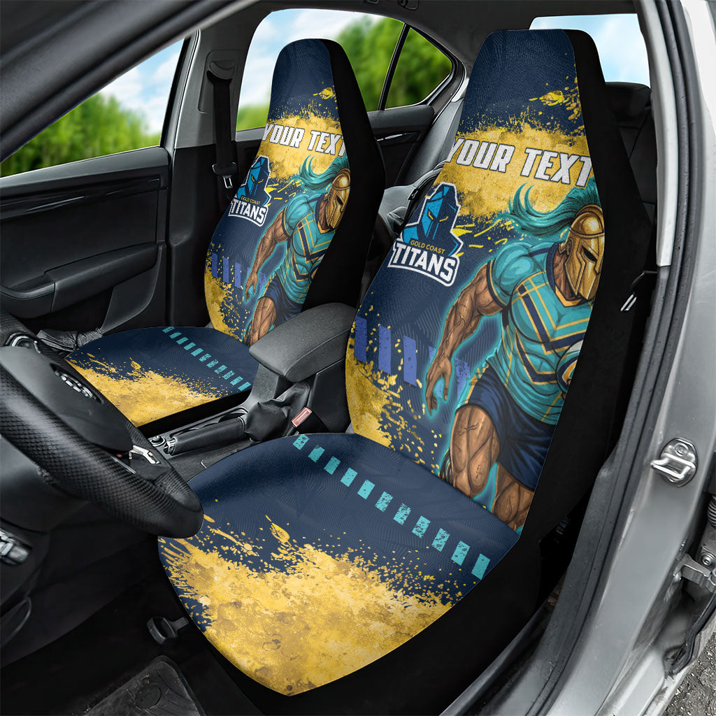 Personalised Gold Coast Titans Rugby Car Seat Cover Titans Mascot - Sporty Splash Art Style