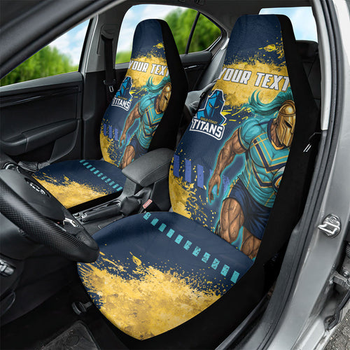 Personalised Gold Coast Titans Rugby Car Seat Cover Titans Mascot - Sporty Splash Art Style
