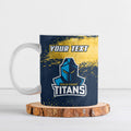 Personalised Gold Coast Titans Rugby Ceramic Mug Titans Mascot - Sporty Splash Art Style