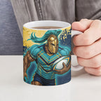 Personalised Gold Coast Titans Rugby Ceramic Mug Titans Mascot - Sporty Splash Art Style
