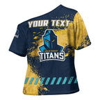 Personalised Gold Coast Titans Rugby Cross Shoulder Shirt Titans Mascot - Sporty Splash Art Style