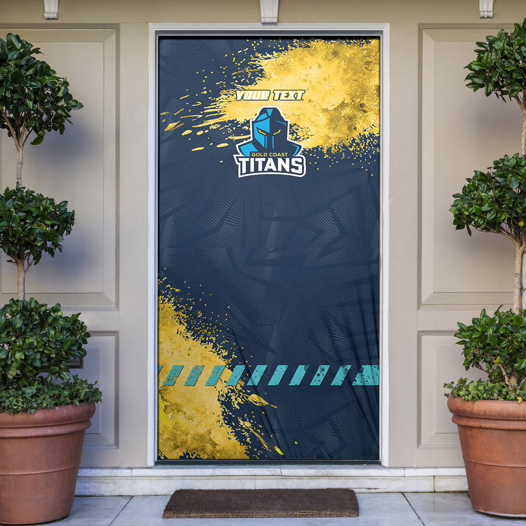 Personalised Gold Coast Titans Rugby Door Cover Titans Mascot - Sporty Splash Art Style