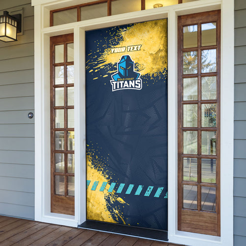 Personalised Gold Coast Titans Rugby Door Cover Titans Mascot - Sporty Splash Art Style