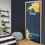 Personalised Gold Coast Titans Rugby Door Cover Titans Mascot - Sporty Splash Art Style