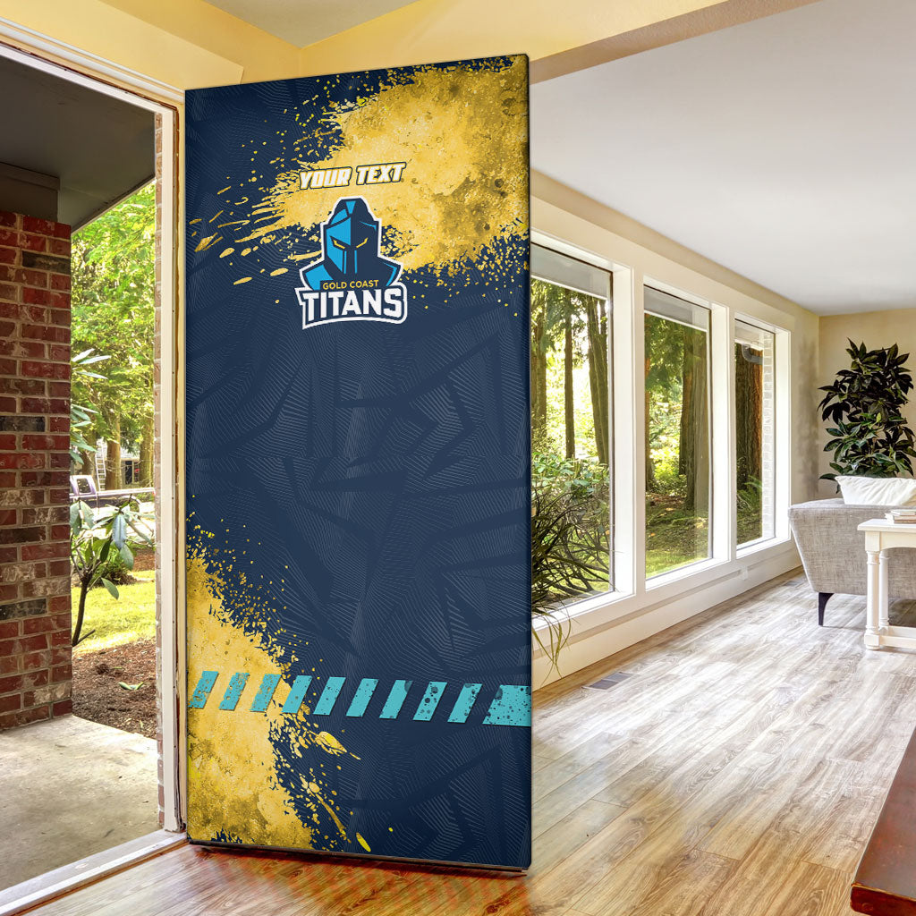 Personalised Gold Coast Titans Rugby Door Cover Titans Mascot - Sporty Splash Art Style