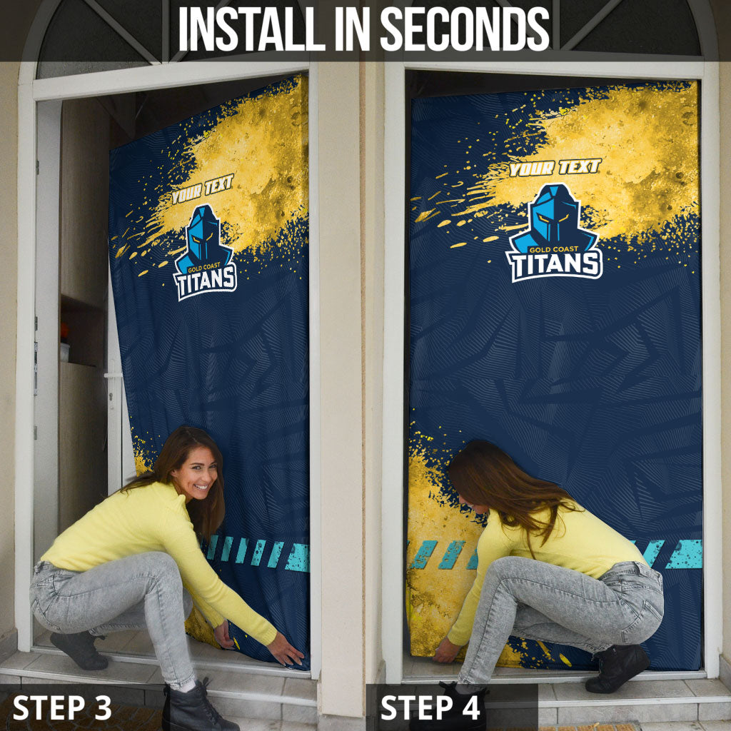 Personalised Gold Coast Titans Rugby Door Cover Titans Mascot - Sporty Splash Art Style