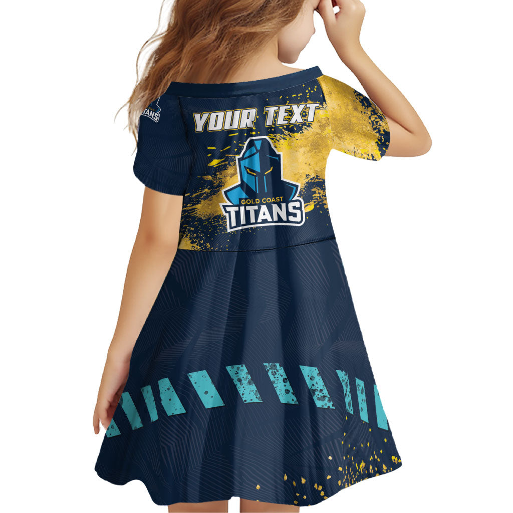 Personalised Gold Coast Titans Rugby Family Matching Long Sleeve Bodycon Dress and Hawaiian Shirt Titans Mascot - Sporty Splash Art Style