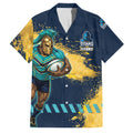 Personalised Gold Coast Titans Rugby Family Matching Long Sleeve Bodycon Dress and Hawaiian Shirt Titans Mascot - Sporty Splash Art Style