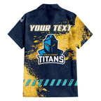 Personalised Gold Coast Titans Rugby Family Matching Long Sleeve Bodycon Dress and Hawaiian Shirt Titans Mascot - Sporty Splash Art Style