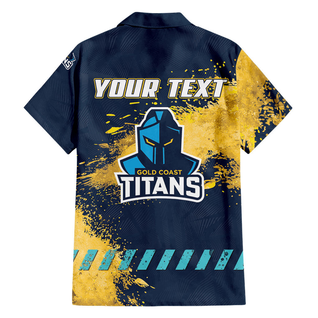 Personalised Gold Coast Titans Rugby Family Matching Long Sleeve Bodycon Dress and Hawaiian Shirt Titans Mascot - Sporty Splash Art Style