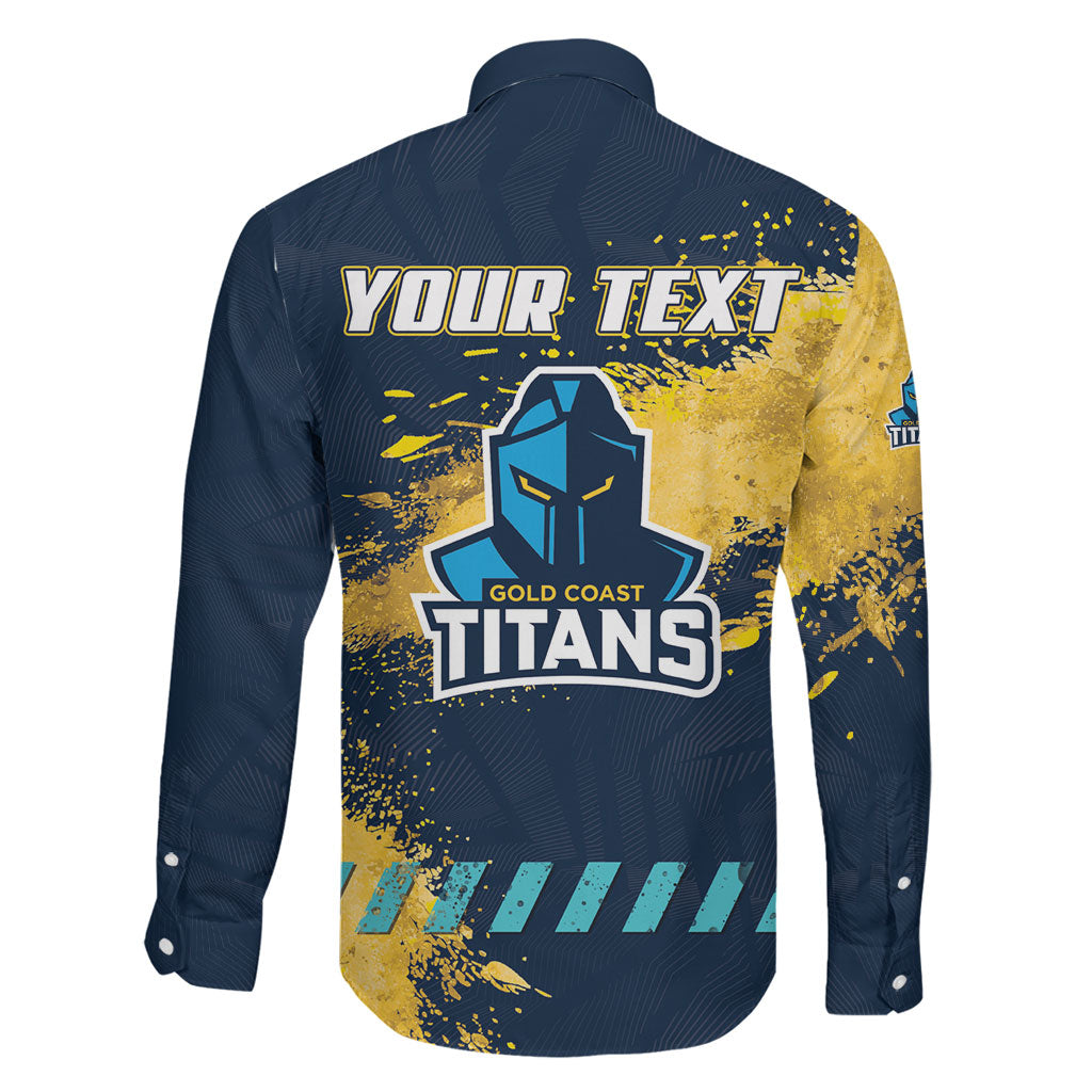 Personalised Gold Coast Titans Rugby Family Matching Long Sleeve Bodycon Dress and Hawaiian Shirt Titans Mascot - Sporty Splash Art Style
