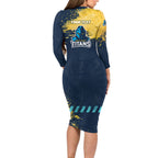 Personalised Gold Coast Titans Rugby Family Matching Long Sleeve Bodycon Dress and Hawaiian Shirt Titans Mascot - Sporty Splash Art Style