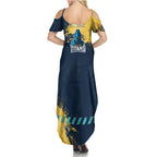 Personalised Gold Coast Titans Rugby Family Matching Summer Maxi Dress and Hawaiian Shirt Titans Mascot - Sporty Splash Art Style