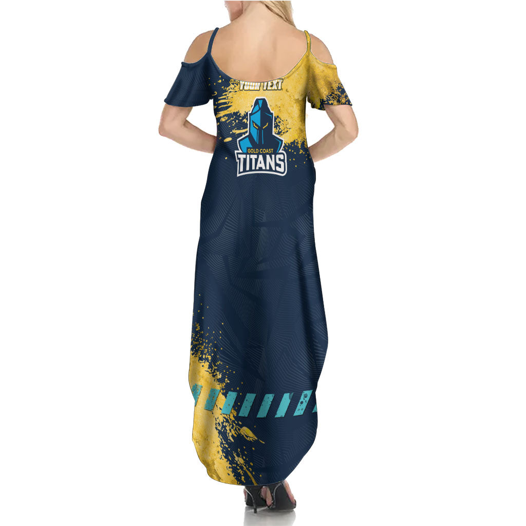 Personalised Gold Coast Titans Rugby Family Matching Summer Maxi Dress and Hawaiian Shirt Titans Mascot - Sporty Splash Art Style