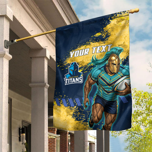 Personalised Gold Coast Titans Rugby Garden Flag Titans Mascot - Sporty Splash Art Style