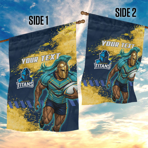 Personalised Gold Coast Titans Rugby Garden Flag Titans Mascot - Sporty Splash Art Style