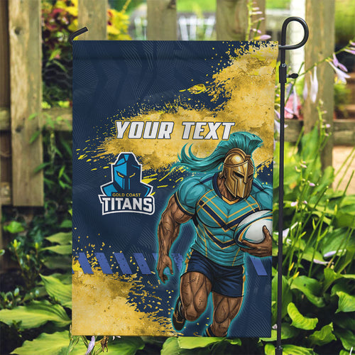 Personalised Gold Coast Titans Rugby Garden Flag Titans Mascot - Sporty Splash Art Style