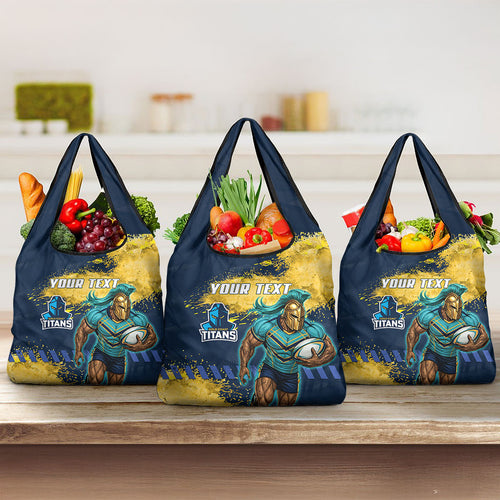 Personalised Gold Coast Titans Rugby Grocery Bag Titans Mascot - Sporty Splash Art Style