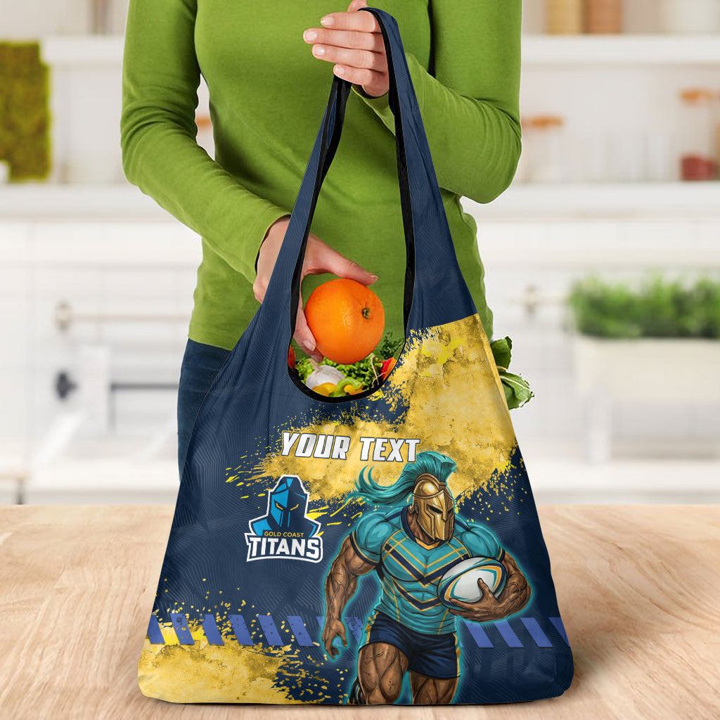Personalised Gold Coast Titans Rugby Grocery Bag Titans Mascot - Sporty Splash Art Style