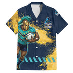 Personalised Gold Coast Titans Rugby Hawaiian Shirt Titans Mascot - Sporty Splash Art Style