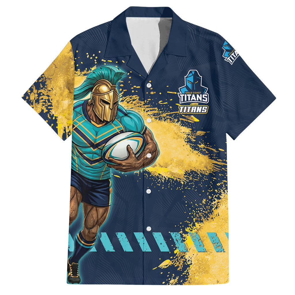 Personalised Gold Coast Titans Rugby Hawaiian Shirt Titans Mascot - Sporty Splash Art Style