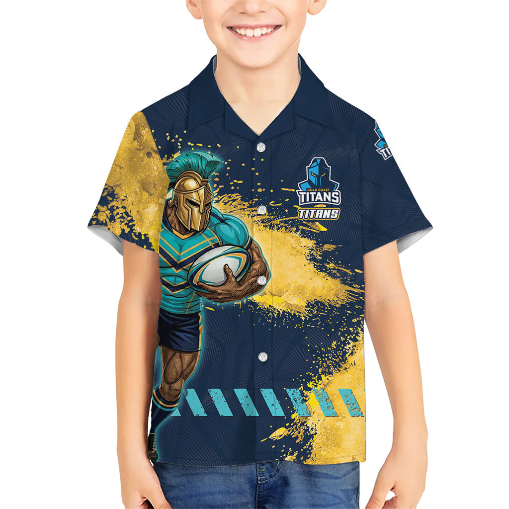 Personalised Gold Coast Titans Rugby Hawaiian Shirt Titans Mascot - Sporty Splash Art Style