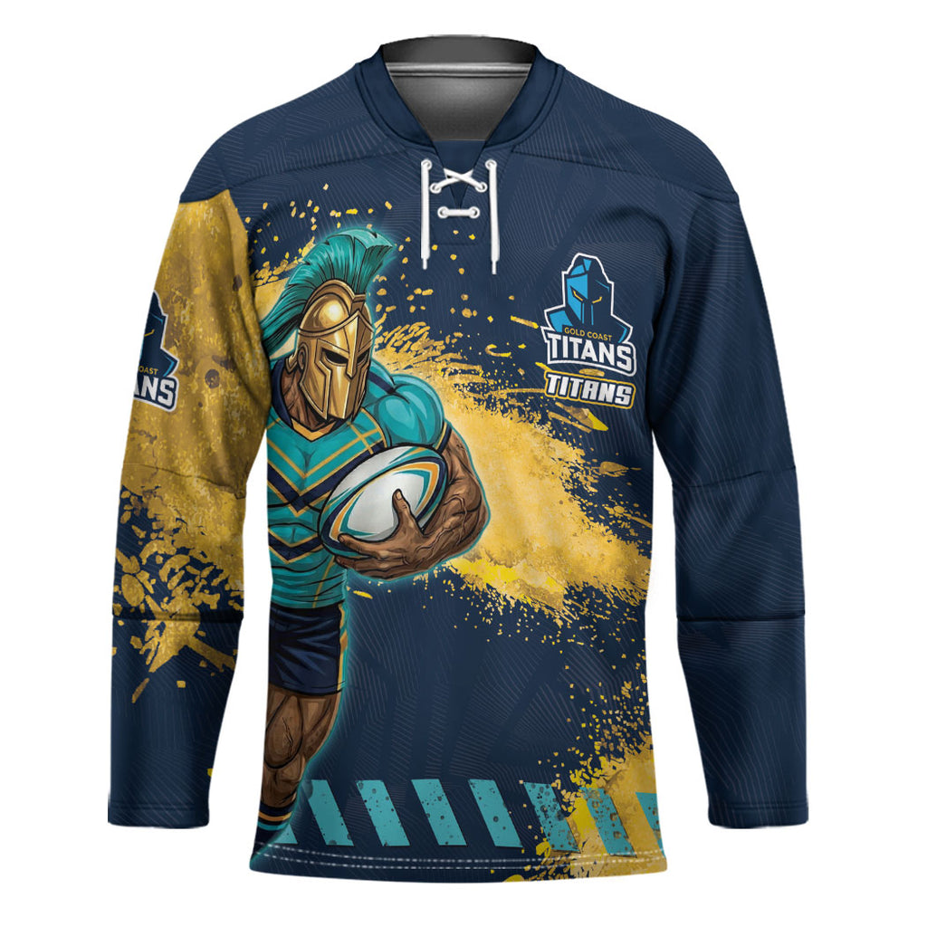 Personalised Gold Coast Titans Rugby Hockey Jersey Titans Mascot - Sporty Splash Art Style