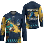 Personalised Gold Coast Titans Rugby Hockey Jersey Titans Mascot - Sporty Splash Art Style