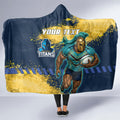 Personalised Gold Coast Titans Rugby Hooded Blanket Titans Mascot - Sporty Splash Art Style